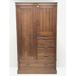 Edwardian walnut combination wardrobe, left hand side fitted with hanging rail and enclosed by door