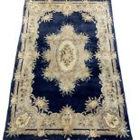 Chinese washed woollen blue ground rug, 275cm x 181cm