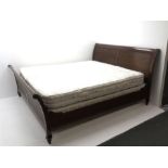 French cherry wood SuperKing sleigh bed with mattress