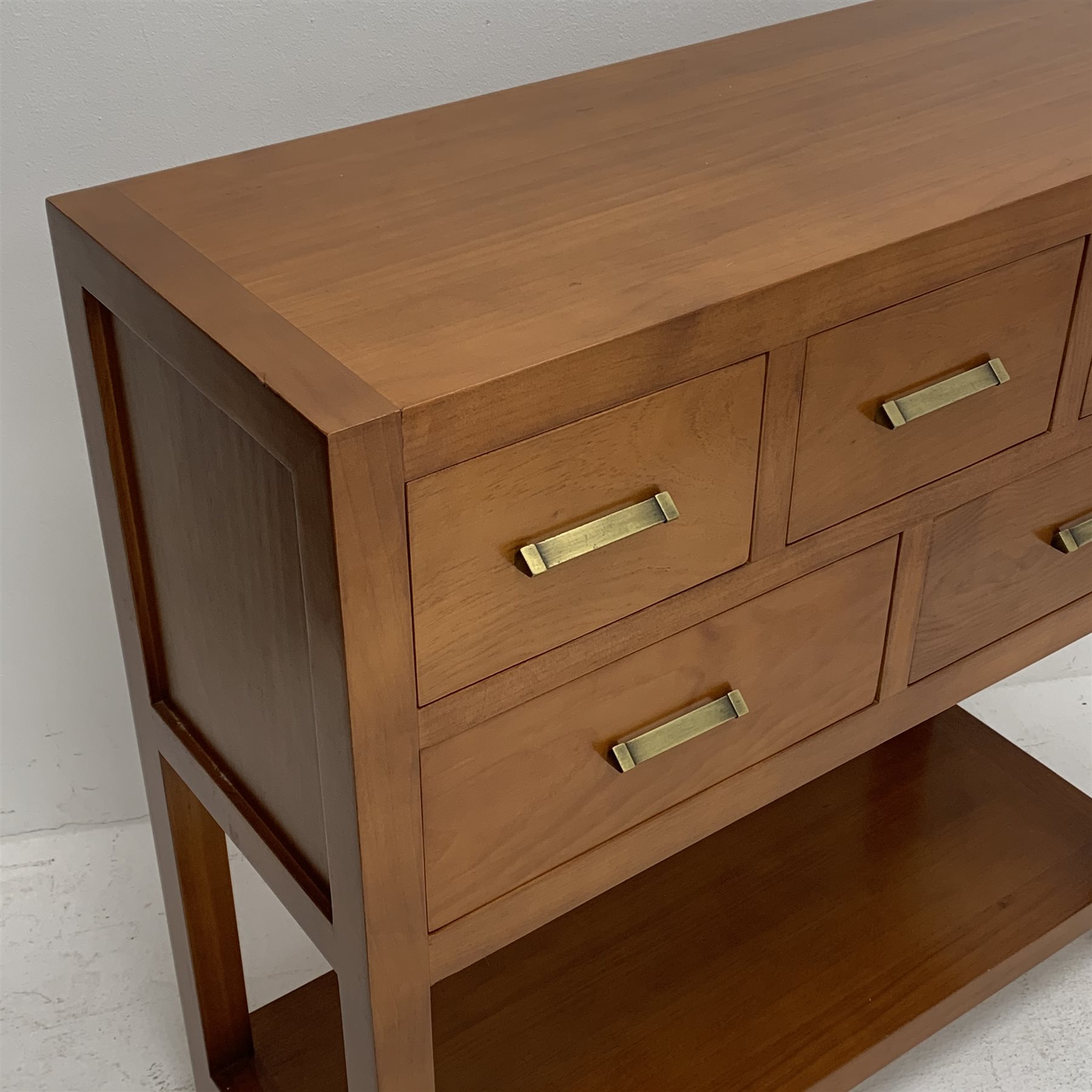 Cherrywood multi-drawer side cabinet fitted with five drawers and undertier, W90cm, H90cm, D35cm - Image 2 of 5