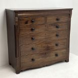 Early 19th century mahogany chest, two short and four long graduating drawers, W132cm, H124cm, D60cm