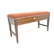 Early 20th century window seat, single hinged upholstered lid, square tapering supports, W97cm, H52c