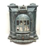 Deville & Co - French Art Nouveau period blue enamel stove, decorated with floral scrolls and flower