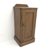 Victorian mahogany bedside cabinet, raised shaped back, single door, platform base, W40cm, H81cm, D3