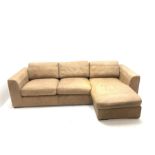 Three seat tan leather corner sofa