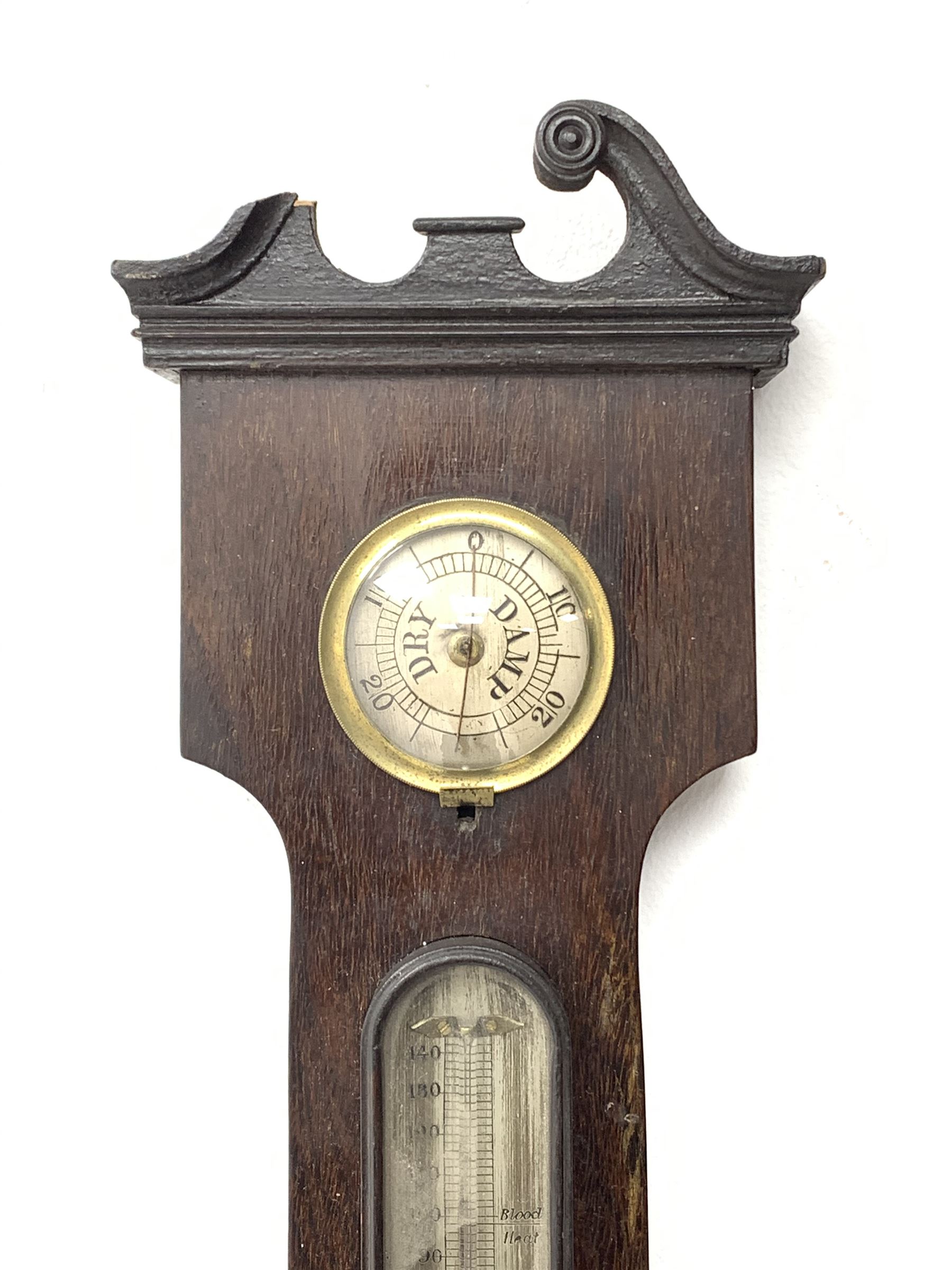 Early 19th century rosewood five dial banjo barometer, swan neck pediment, circular silvered dial wi - Image 7 of 7