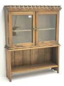 Early 20th century cabinet enclosed by two glazed doors with shelf, W74cm, H92cm, D22cm