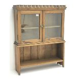 Early 20th century cabinet enclosed by two glazed doors with shelf, W74cm, H92cm, D22cm