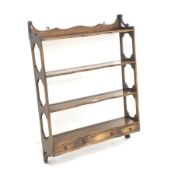 Reproduction mahogany four tier wall rack with drawers, W69cm, H92cm, D17c,
