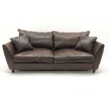 Collins & Hayes - grande two seat sofa upholstered in brown leather, W225cm, D98cm