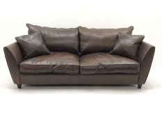 Collins & Hayes - grande two seat sofa upholstered in brown leather, W225cm, D98cm