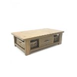 Next Home rectangular pine coffee table, single through drawer with two storage baskets