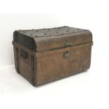 Early 20th century metal trunk, scumbled paint finish, W75cm, H51cm, D57cm