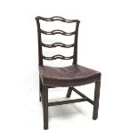 Georgian mahogany Chippendale style chair, moulded frame with pierced and waved slat back, dished le