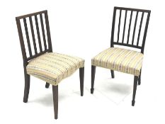 Early 19th century mahogany chair and another similar 19th century chair, both upholstered in stripe