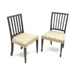 Early 19th century mahogany chair and another similar 19th century chair, both upholstered in stripe