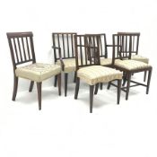 Six (4+2) mahogany Georgian dining chairs, upholstered seat, square supports, W58cm