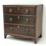 19th century inlaid mahogany three drawer chest, rectangular top with satinwood banding and inlaid f