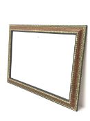 Rectangular bevel edged wall mirror, walnut and gilt finish frame, W108cm, H78cm