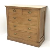 Late Victorian walnut chest fitted with two short and three long drawers, W104cm, H100cm, D49cm