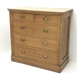 Late Victorian walnut chest fitted with two short and three long drawers, W104cm, H100cm, D49cm