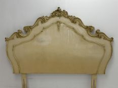 French Rococo style cream finish double 4' 6'' headboard, scrolling foliage and flower head border,