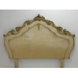 French Rococo style cream finish double 4' 6'' headboard, scrolling foliage and flower head border,