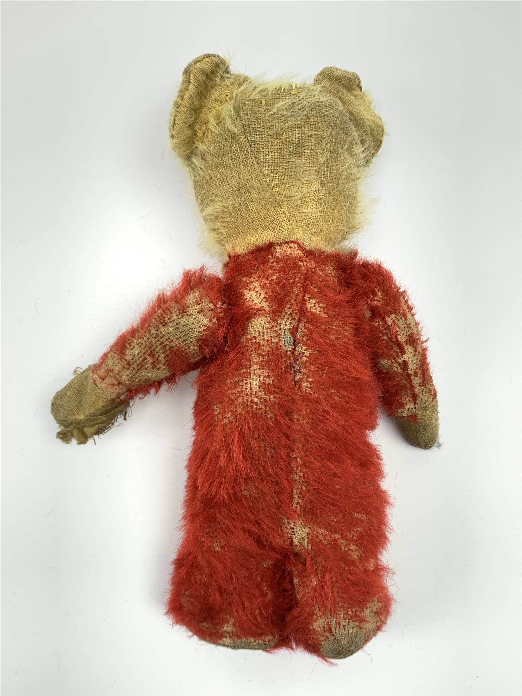 Chad Valley Rainbow Tubby or clown bear c1930s with wood wool filled red mohair body - Image 2 of 4