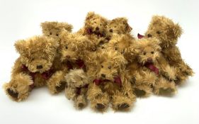 Ten Russ Gregory teddy bears designed by Carol-Lynn Rossel Waugh including one Baby Gregory