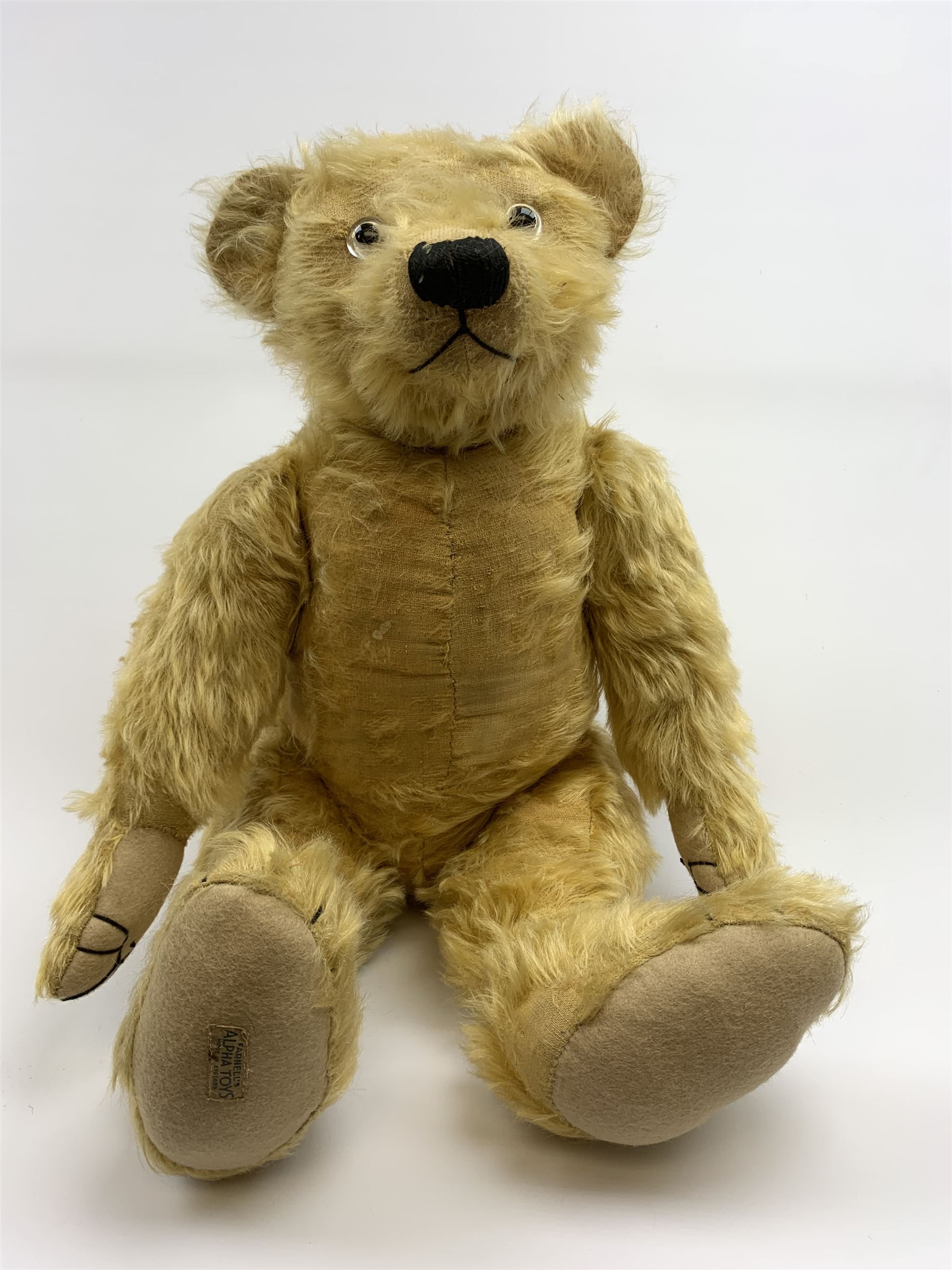 Alpha Farnell Toys large blonde mohair teddy bear with glass eyes - Image 3 of 4