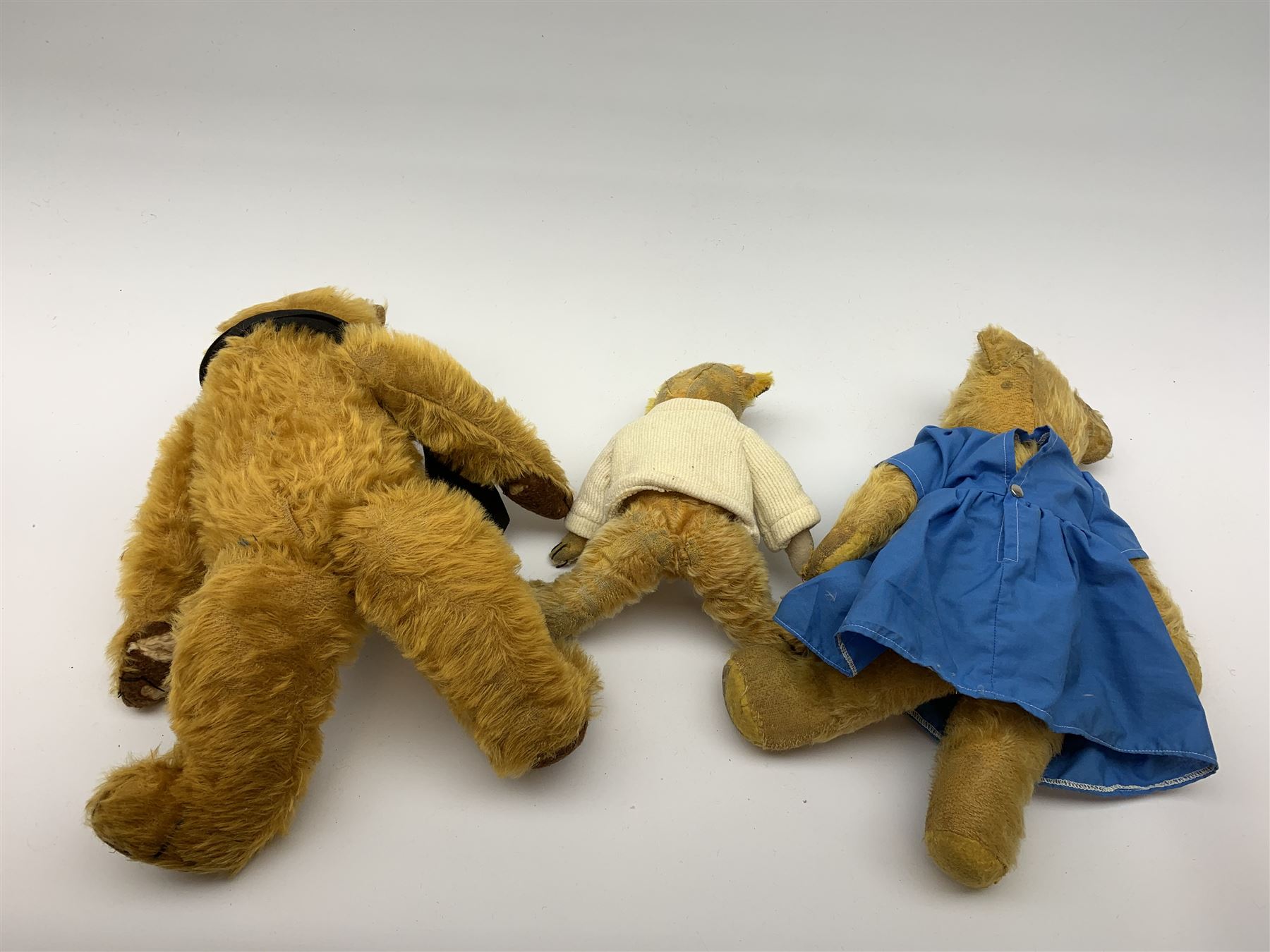 Three English teddy bears comprising 1930s Merrythought with kapok filled bright golden mohair body - Image 4 of 4