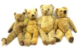 Four English teddy bears 1930s-50s