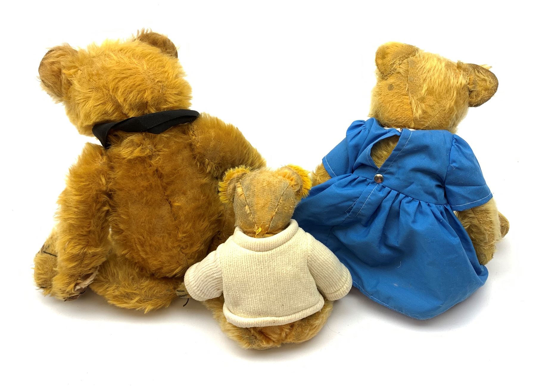 Three English teddy bears comprising 1930s Merrythought with kapok filled bright golden mohair body - Image 2 of 4