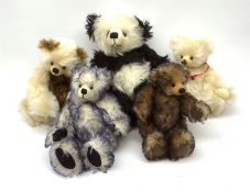 ABJ (Actually Bears by Jackie) limited edition panda teddy bear No.1/5 H26cm; and four other small A