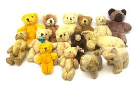 Fifteen small English and European teddy bears and animals