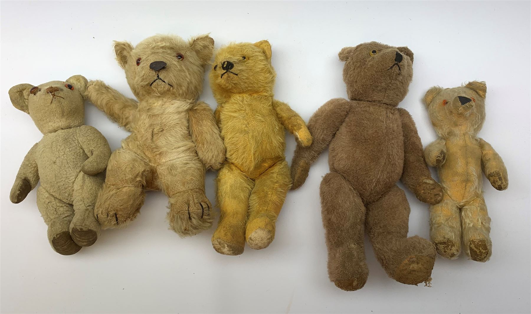 Nine English teddy bears 1950s-60s including wood wool filled Pedigree bear with swivel jointed head - Image 4 of 5