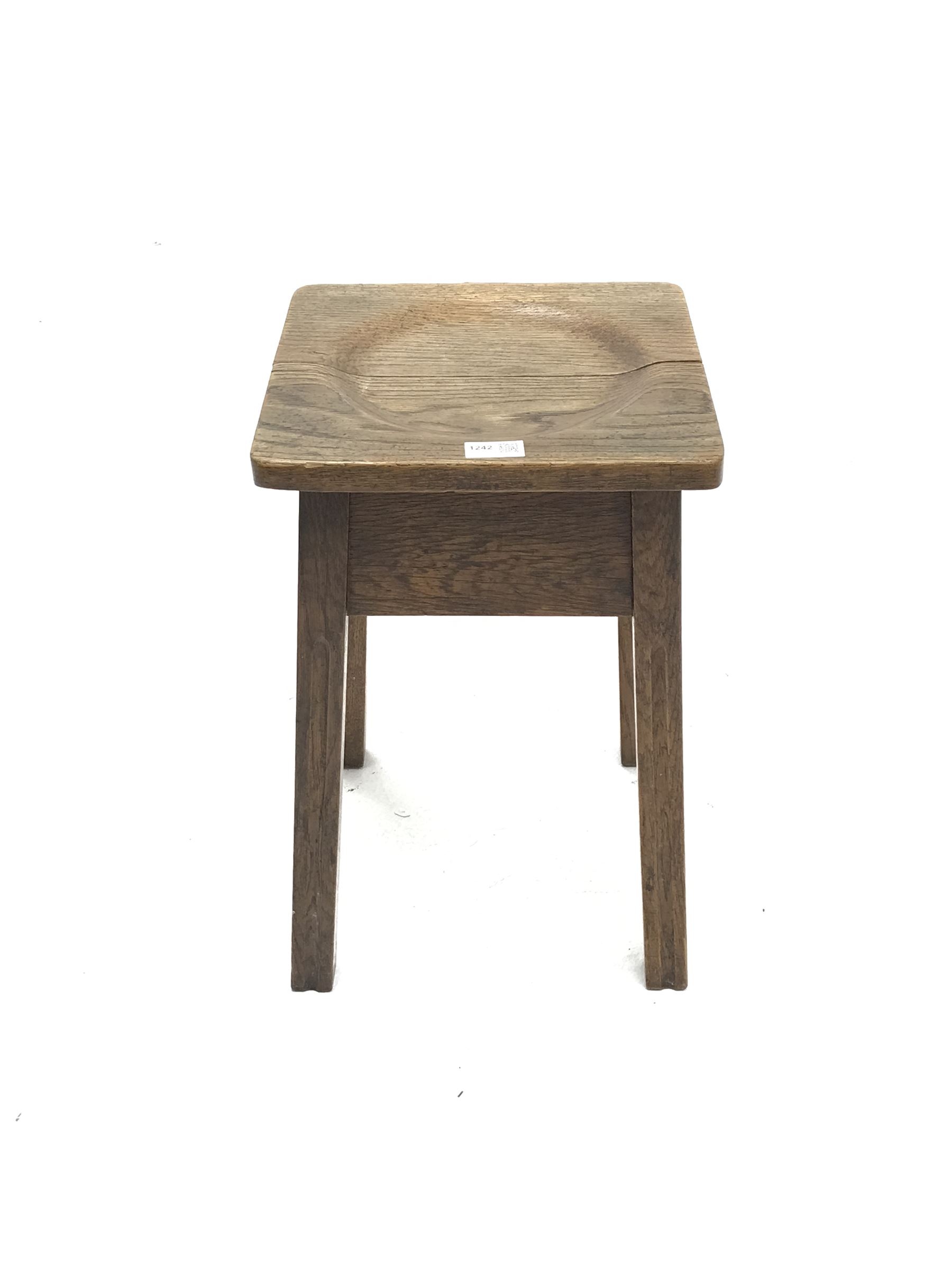 Small early 20th century oak stool - Image 2 of 3