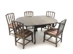 Set five (4+1) Georgian mahogany dining chairs