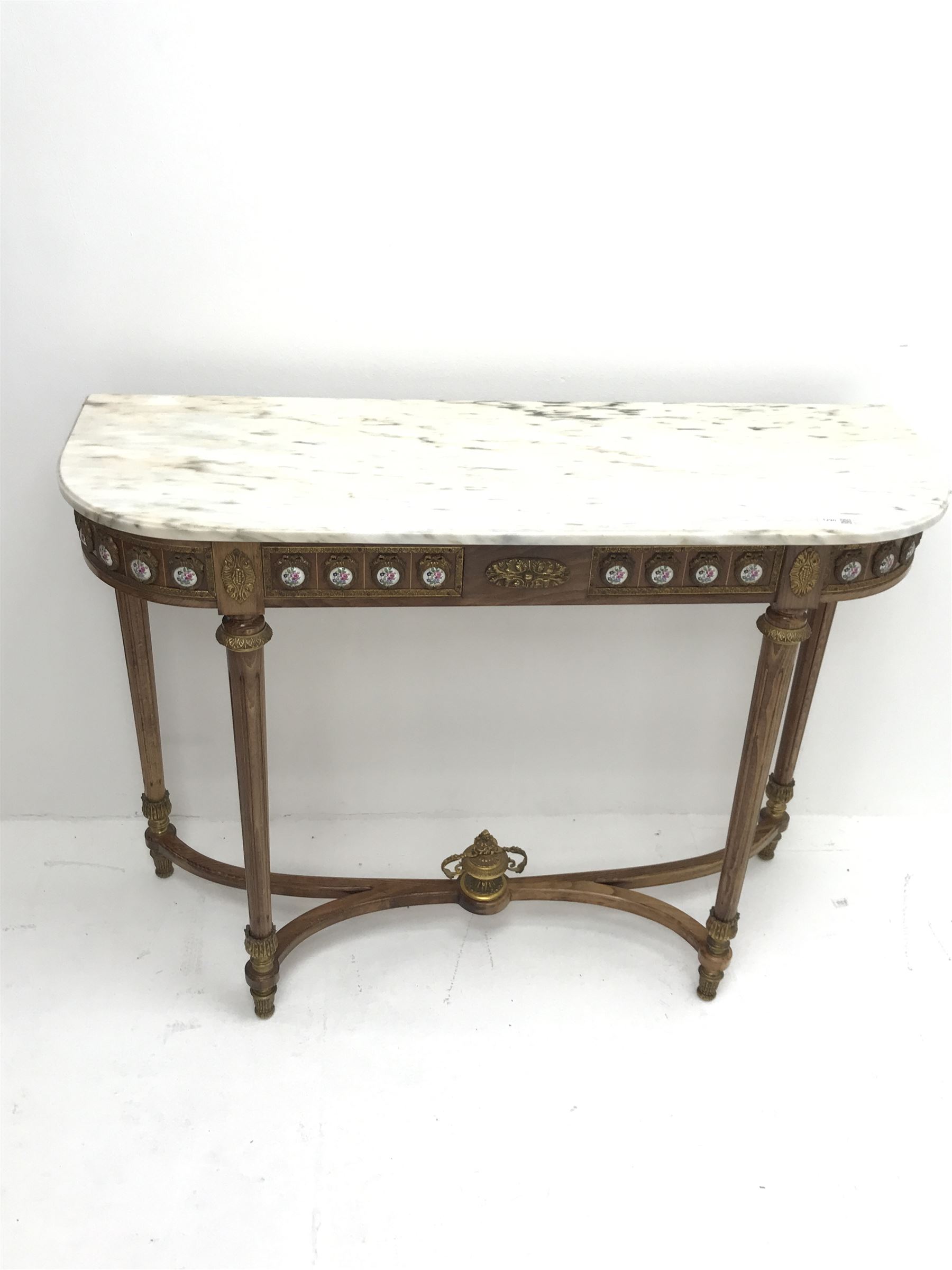 French style marble top demi lune side table - Image 2 of 3