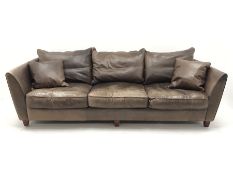 Collins & Hayes - grande three seat sofa upholstered in brown leather