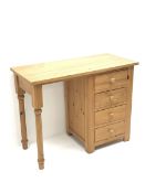 Solid pine single pedestal dressing table