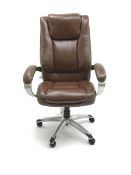 Tan leather office swivel chair