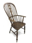 19th century high back ash and fruit wood Windsor armchair