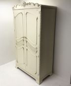 Late 20th century French style white and gilt double wardrobe