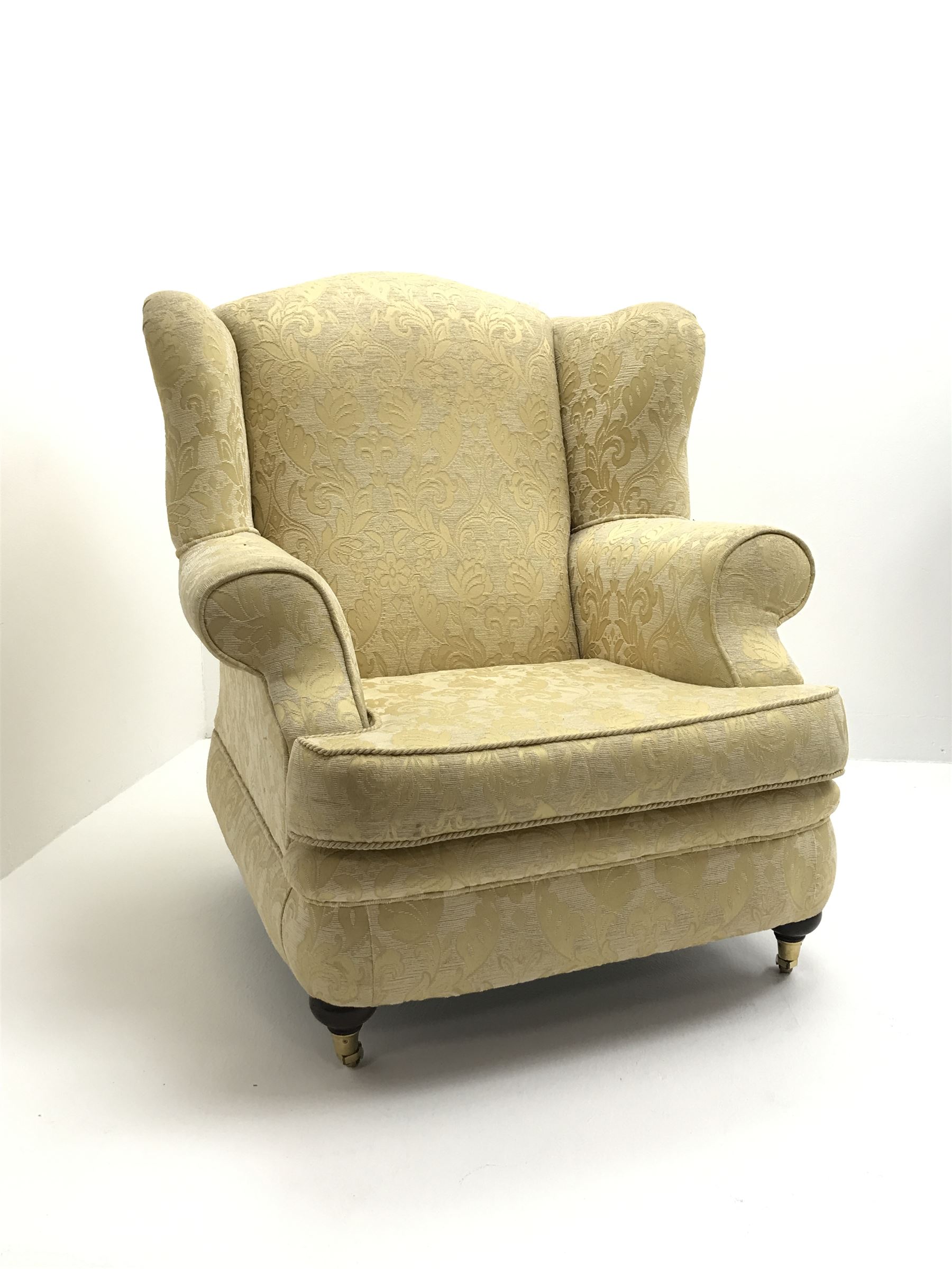 Queen Anne style wing back armchair