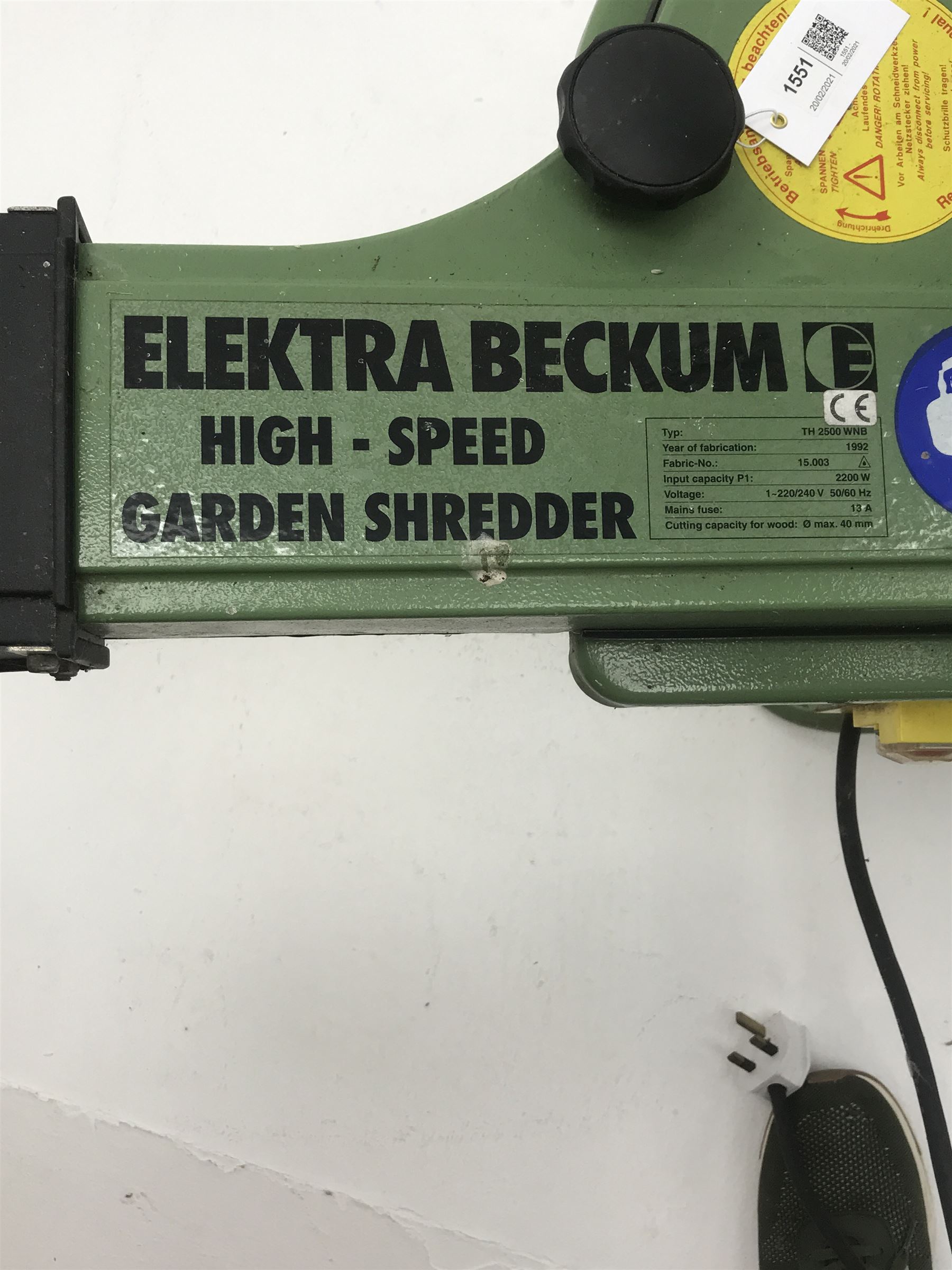 Elektra Beckum TH2500WNB garden chipper - Image 3 of 3