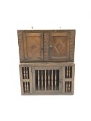 Victorian oak heavily carved wall hanging cupboard