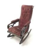 Victorian library style mahogany framed rocking chair