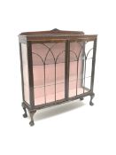 Early 20th century mahogany bow front double display cabinet