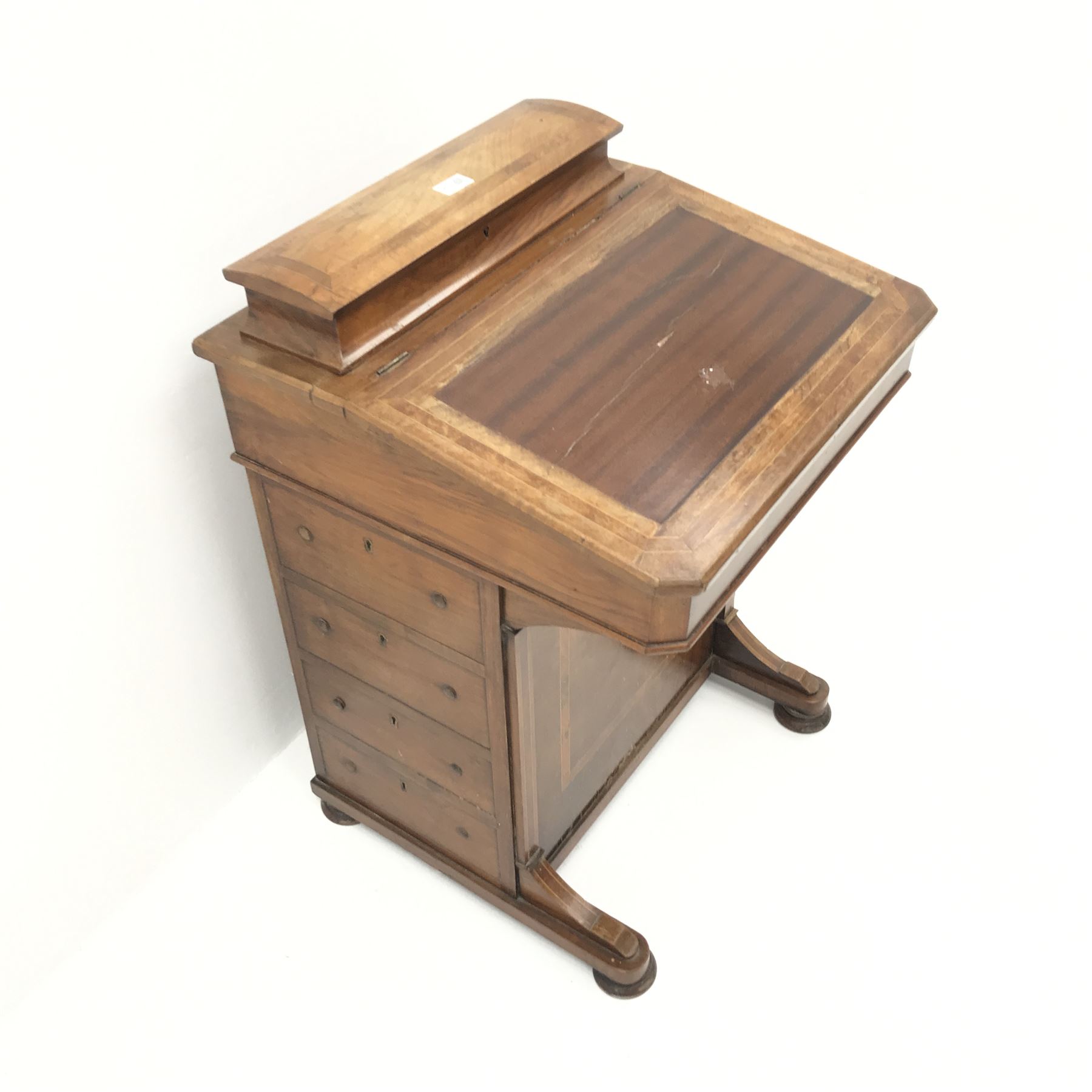 Edwardian inlaid walnut and mahogany Davenport - Image 5 of 5